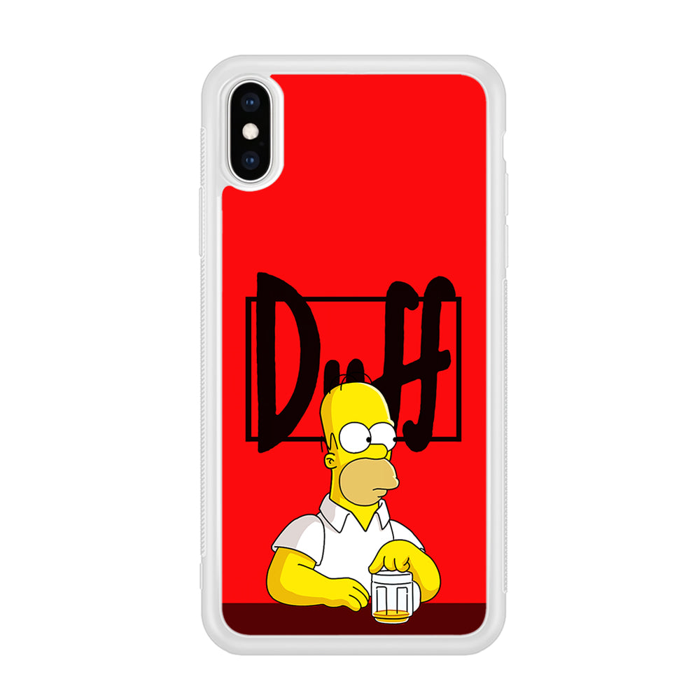 Simpson Homer Duff Red iPhone X Case-Phone Case-Rubber White (2D Case)-Altracase
