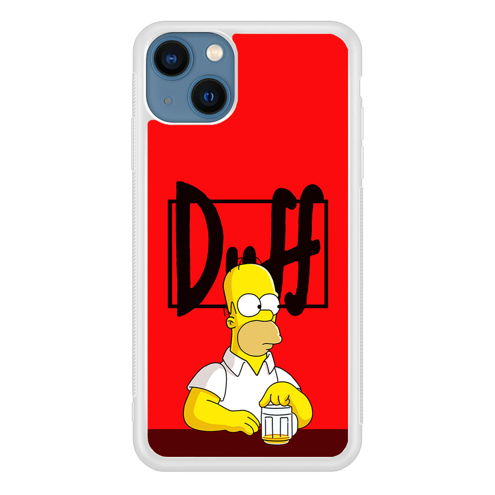 Simpson Homer Duff Red iPhone 13 Mini Case-Phone Case-Rubber White (2D Case)-Altracase