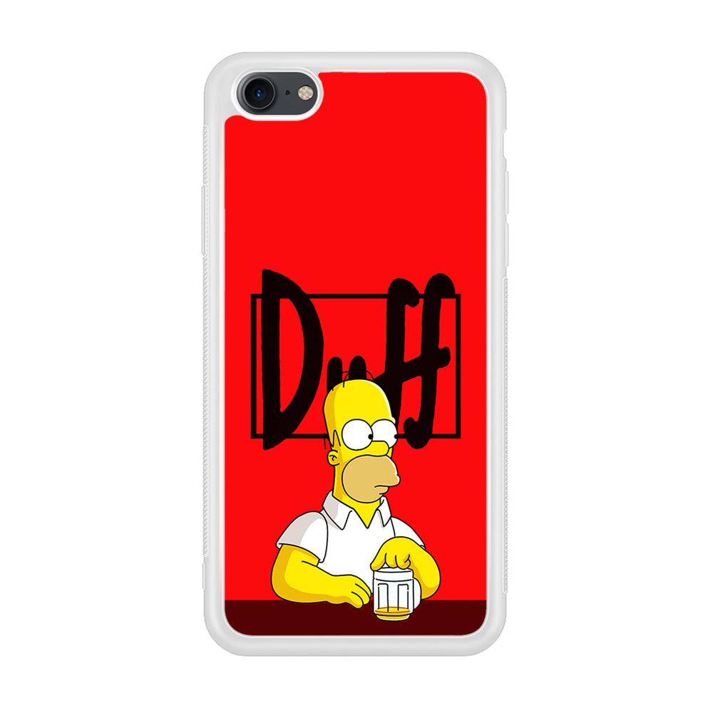 Simpson Homer Duff Red iPhone SE 2020 Case-Phone Case-Rubber White (2D Case)-Altracase