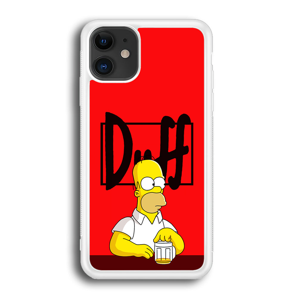 Simpson Homer Duff Red iPhone 12 Case-Phone Case-Rubber White (2D Case)-Altracase