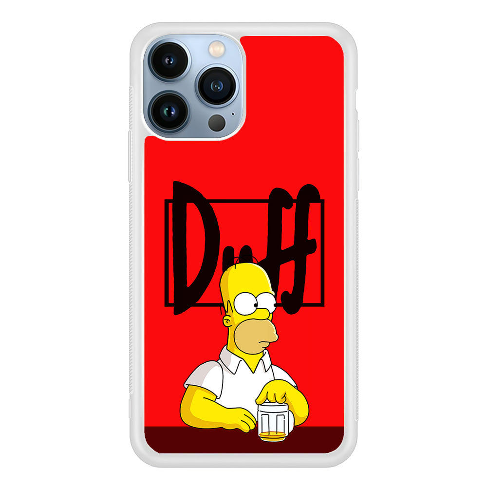 Simpson Homer Duff Red iPhone 13 Pro Case-Phone Case-Rubber White (2D Case)-Altracase