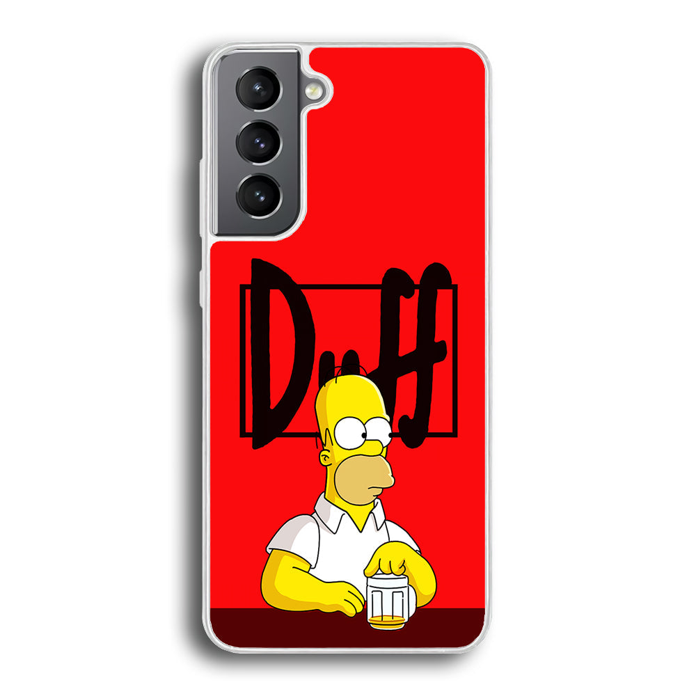 Simpson Homer Duff Red Samsung Galaxy S24 Plus Case-Phone Case-Rubber White (2D Case)-Altracase