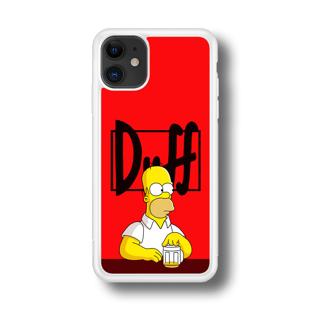 Simpson Homer Duff Red iPhone 11 Case-Phone Case-Rubber White (2D Case)-Altracase