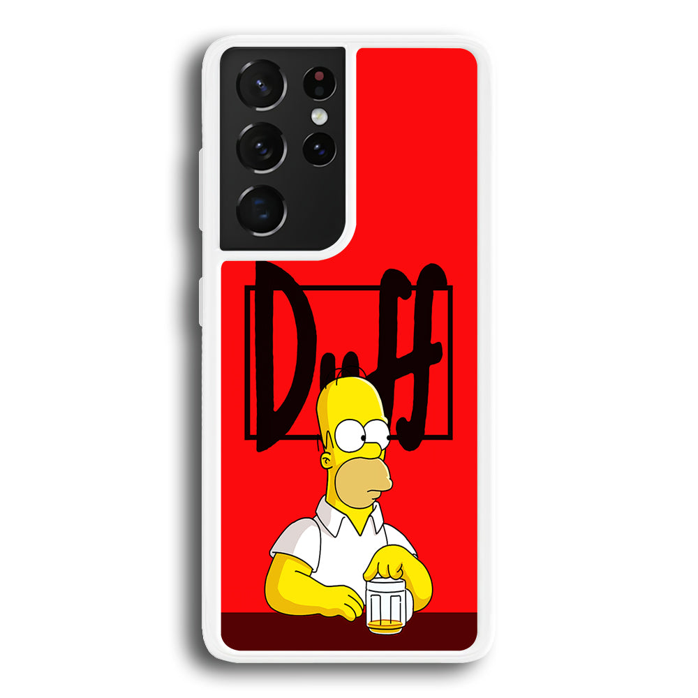 Simpson Homer Duff Red Samsung Galaxy S21 Ultra Case-Phone Case-Rubber White (2D Case)-Altracase