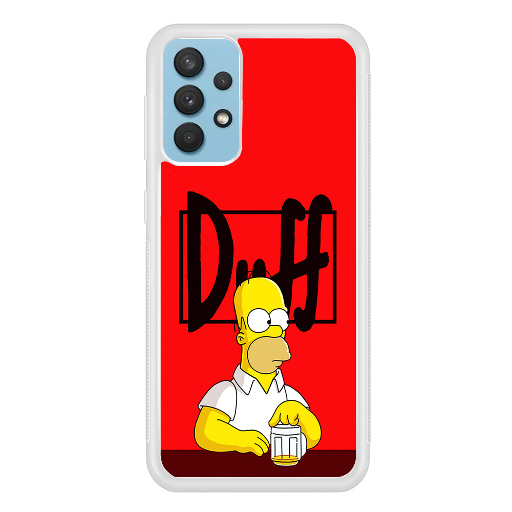Simpson Homer Duff Red Samsung Galaxy A32 Case-Phone Case-Rubber White (2D Case)-Altracase