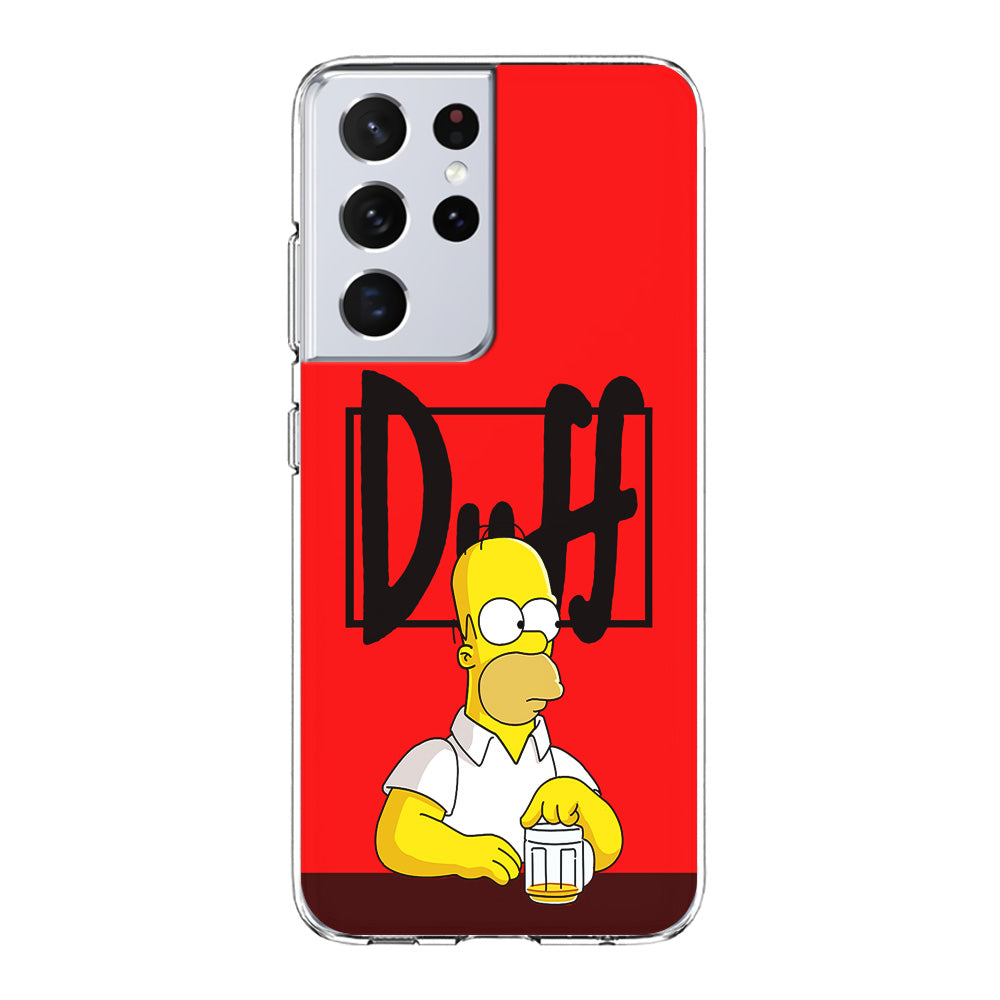Simpson Homer Duff Red Samsung Galaxy S21 Ultra Case-Phone Case-Clear Soft Case-Altracase