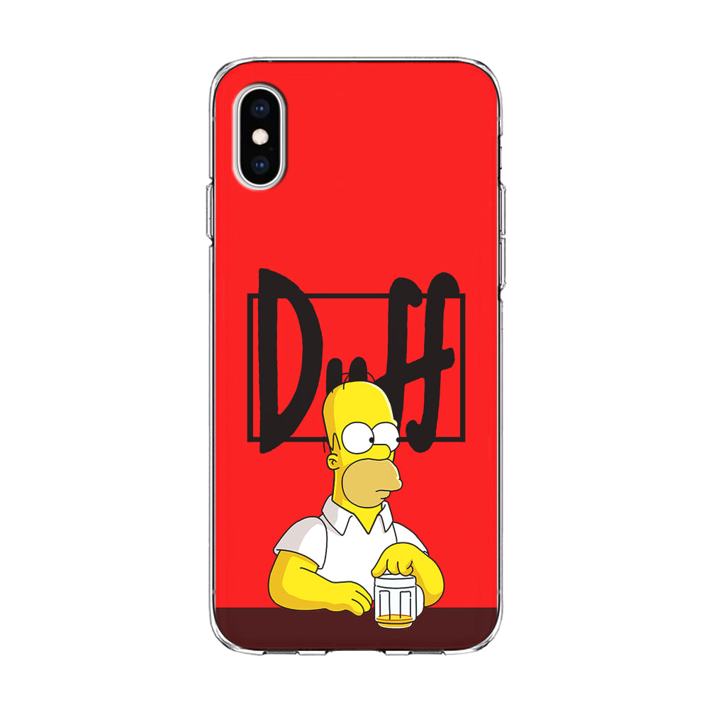 Simpson Homer Duff Red iPhone Xs Case-Phone Case-Clear Soft Case-Altracase