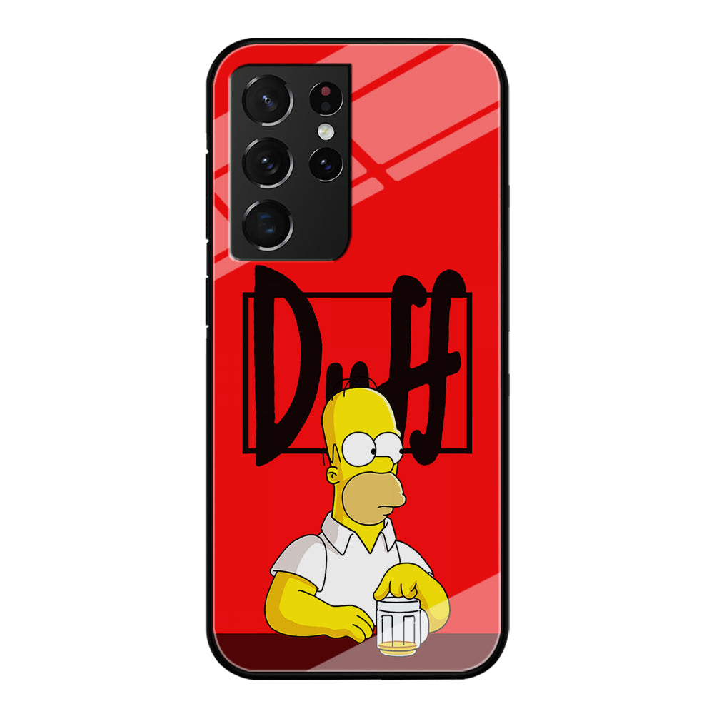 Simpson Homer Duff Red Samsung Galaxy S23 Ultra Case-Phone Case-Tempered Glass Case-Altracase