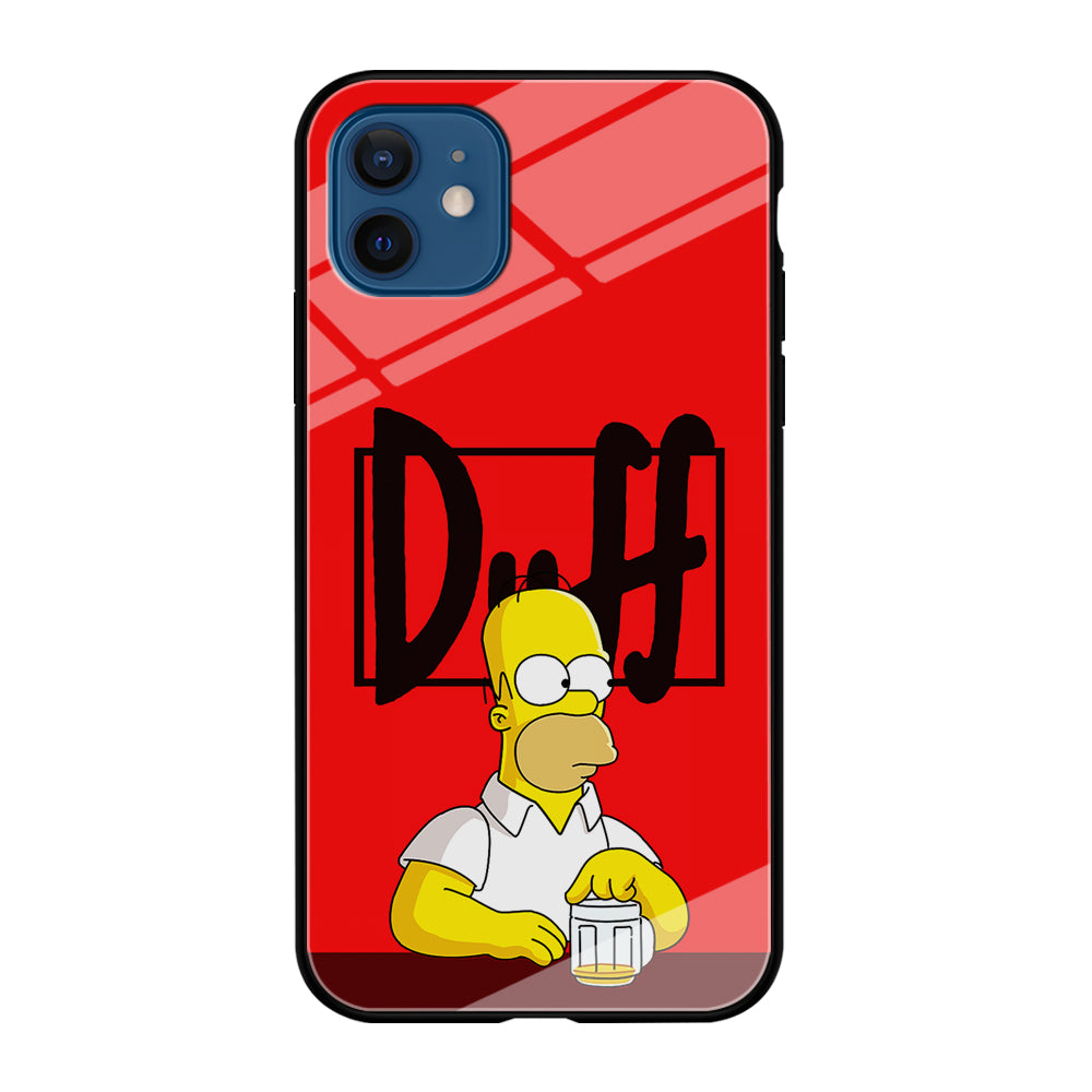Simpson Homer Duff Red iPhone 12 Case-Phone Case-Tempered Glass Case-Altracase