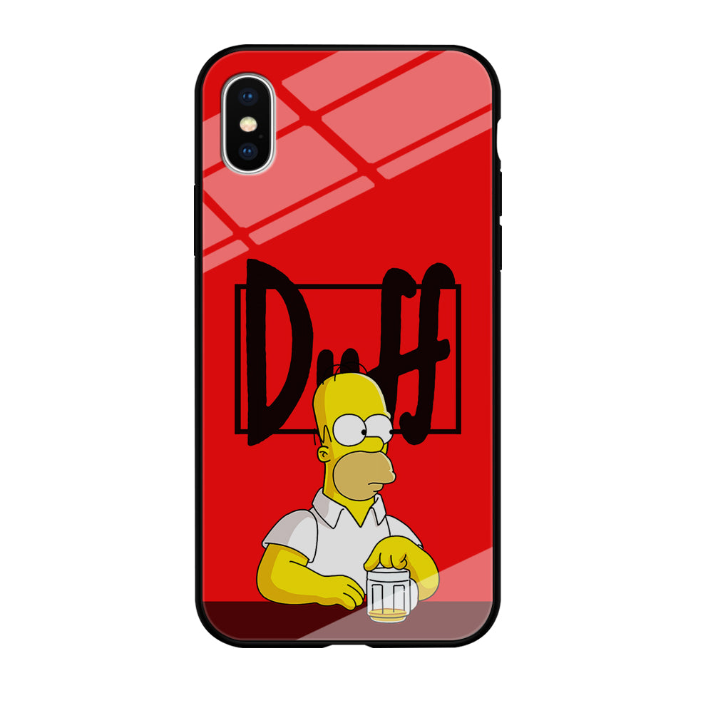 Simpson Homer Duff Red iPhone Xs Case-Phone Case-Tempered Glass Case-Altracase
