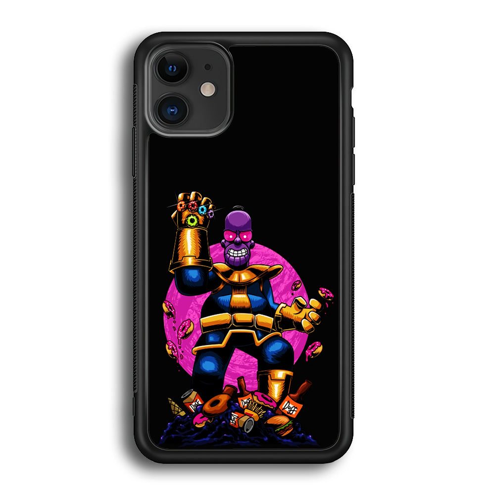 Simpson Homer Thanos iPhone 12 Case-Phone Case-Rubber Black (2D Case)-Altracase