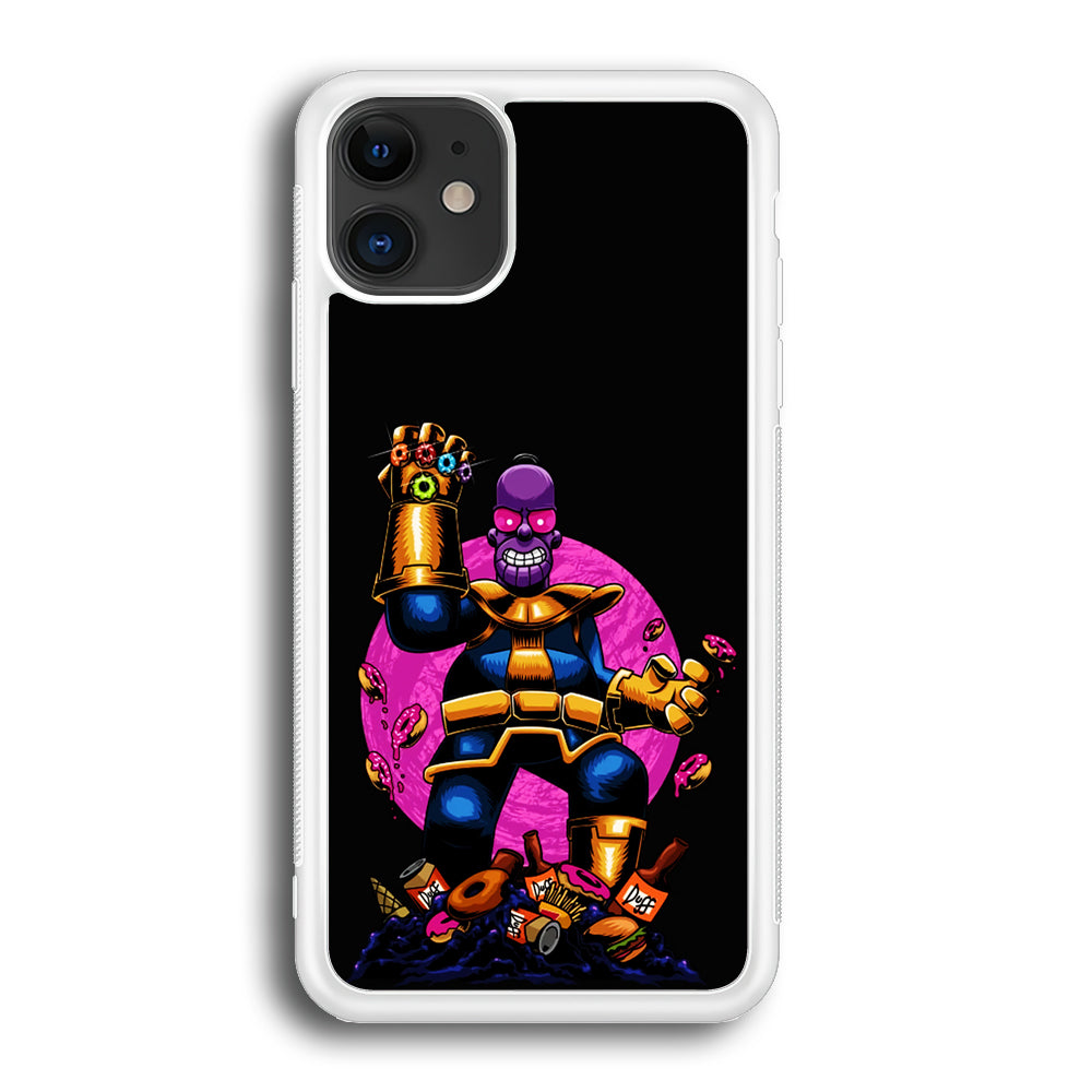 Simpson Homer Thanos iPhone 12 Case-Phone Case-Rubber White (2D Case)-Altracase