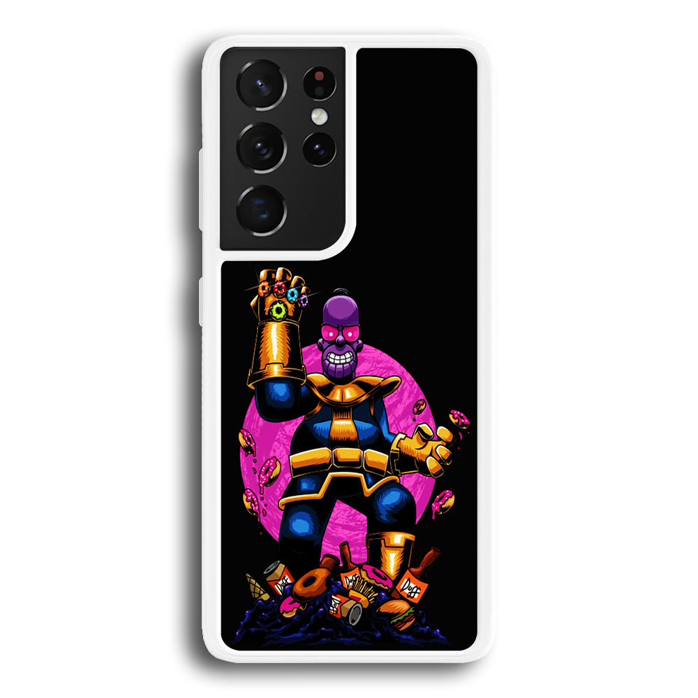Simpson Homer Thanos Samsung Galaxy S21 Ultra Case-Phone Case-Rubber White (2D Case)-Altracase