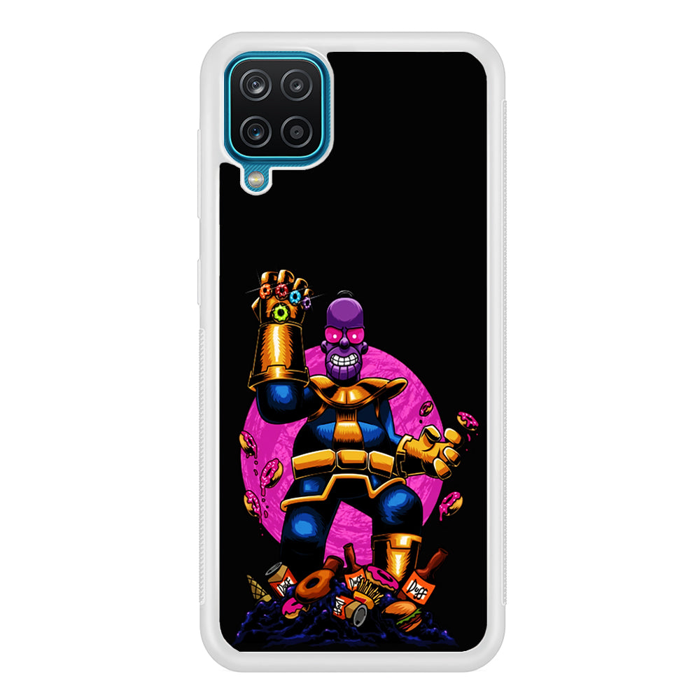 Simpson Homer Thanos Samsung Galaxy A12 Case-Phone Case-Rubber White (2D Case)-Altracase