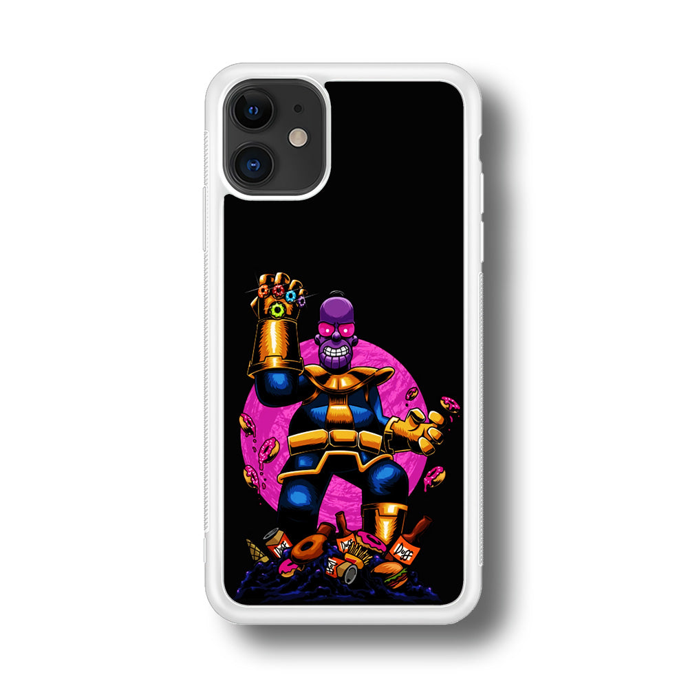 Simpson Homer Thanos iPhone 11 Case-Phone Case-Rubber White (2D Case)-Altracase