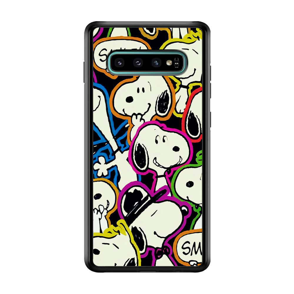 Snoopy Doodle Samsung Galaxy S10 Case-Phone Case-Rubber Black (2D Case)-Altracase