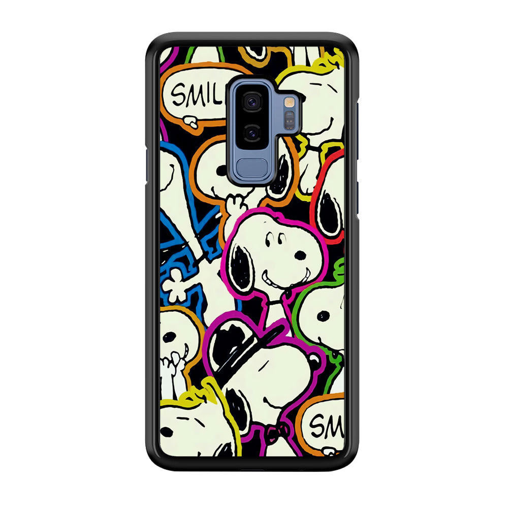 Snoopy Doodle Samsung Galaxy S9 Plus Case-Phone Case-Rubber Black (2D Case)-Altracase