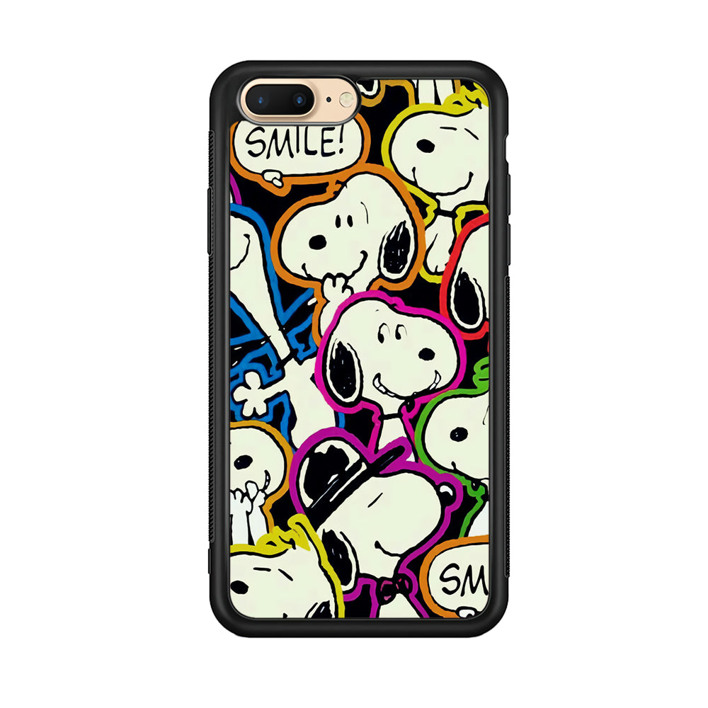 Snoopy Doodle iPhone 8 Plus Case-Phone Case-Rubber Black (2D Case)-Altracase