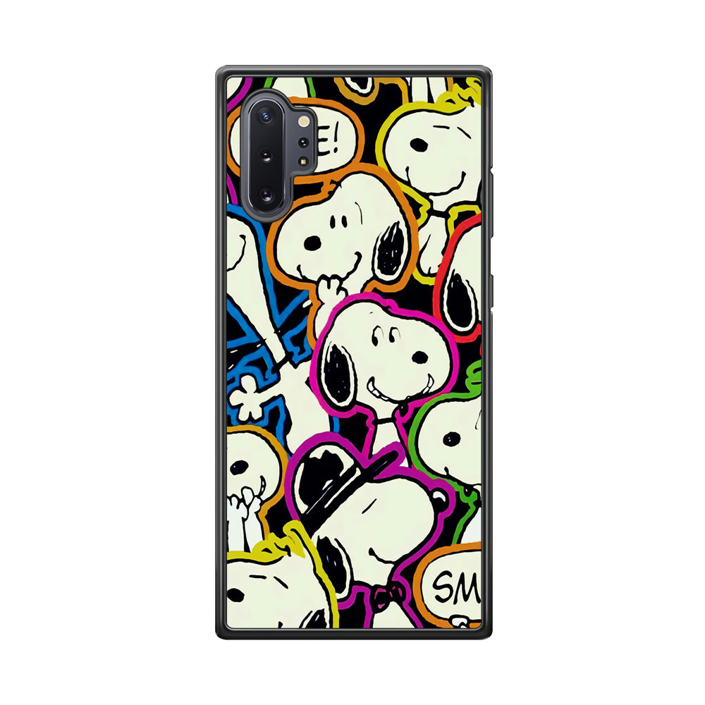 Snoopy Doodle Samsung Galaxy Note 10 Plus Case-Phone Case-Rubber Black (2D Case)-Altracase
