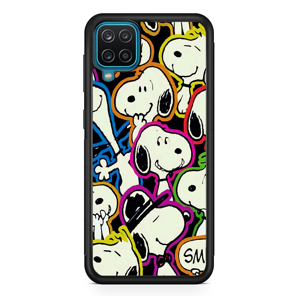 Snoopy Doodle Samsung Galaxy A12 Case-Phone Case-Rubber Black (2D Case)-Altracase