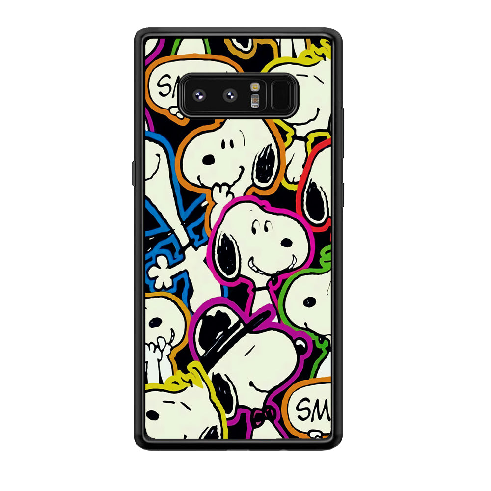 Snoopy Doodle Samsung Galaxy Note 8 Case-Phone Case-Rubber Black (2D Case)-Altracase