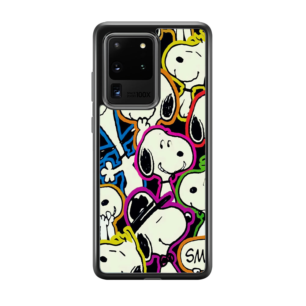 Snoopy Doodle Samsung Galaxy S20 Ultra Case-Phone Case-Rubber Black (2D Case)-Altracase