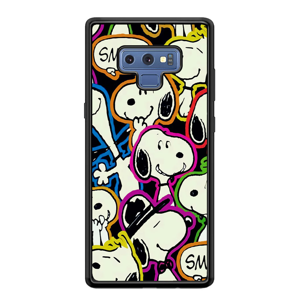 Snoopy Doodle Samsung Galaxy Note 9 Case-Phone Case-Rubber Black (2D Case)-Altracase