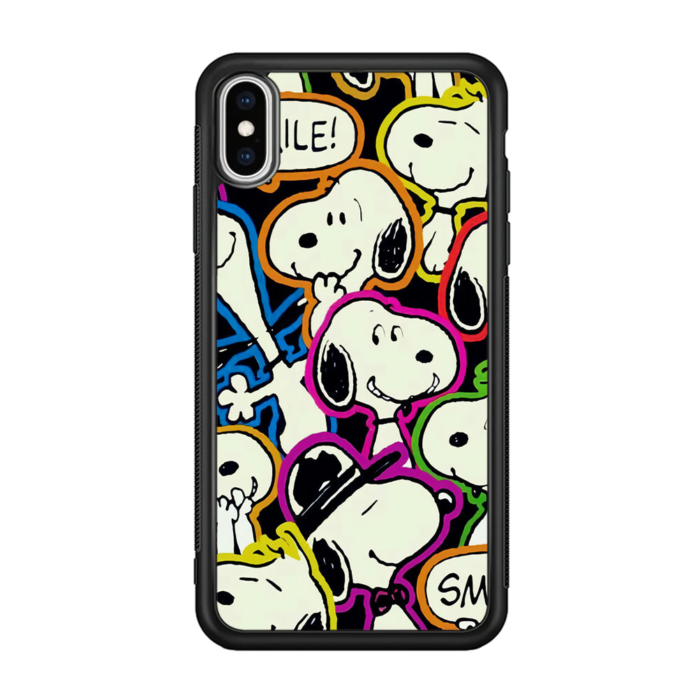 Snoopy Doodle iPhone Xs Case-Phone Case-Rubber Black (2D Case)-Altracase