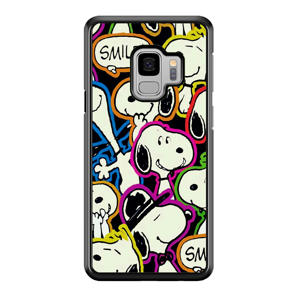 Snoopy Doodle Samsung Galaxy S9 Case-Phone Case-Rubber Black (2D Case)-Altracase