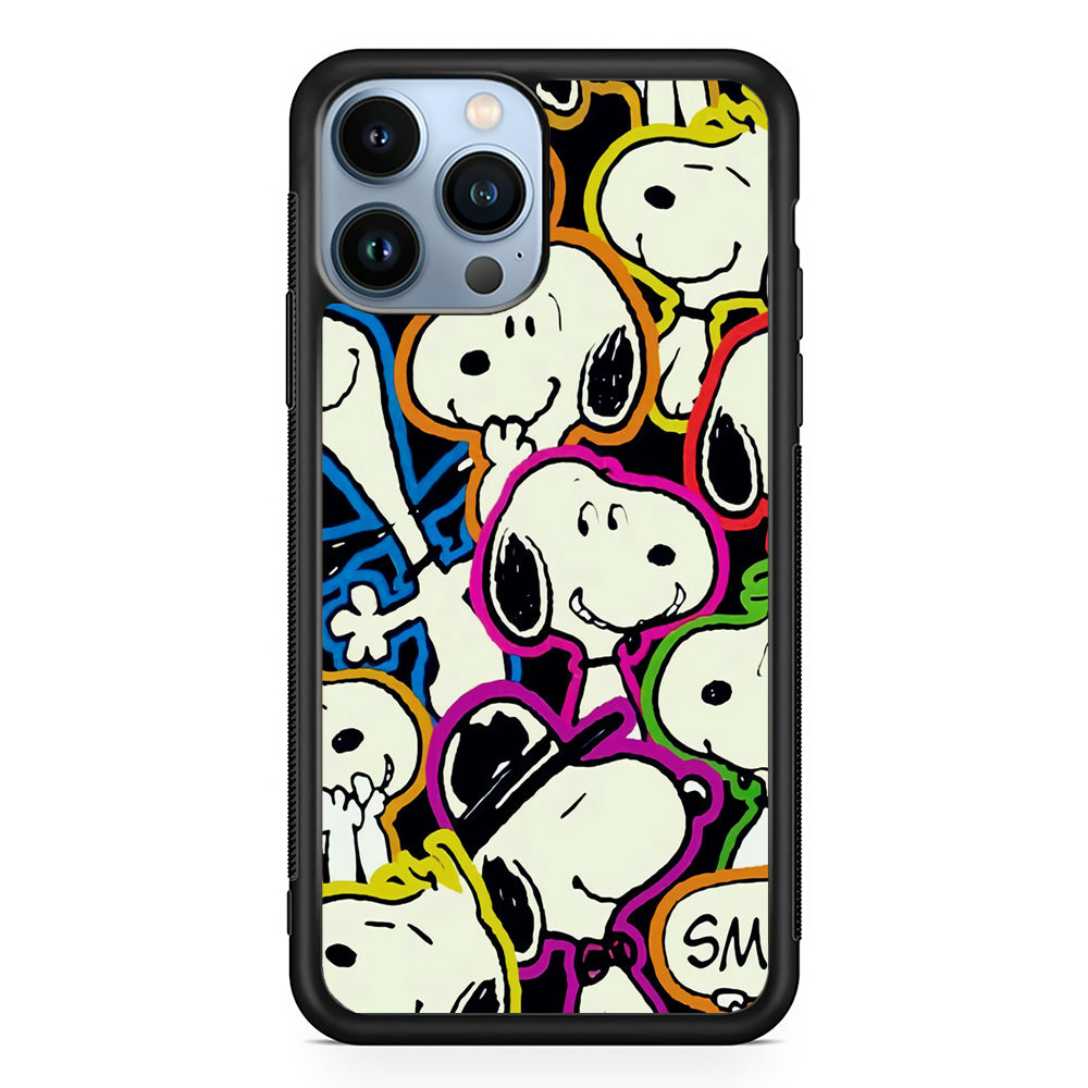Snoopy Doodle iPhone 15 Pro Case-Phone Case-Rubber Black (2D Case)-Altracase