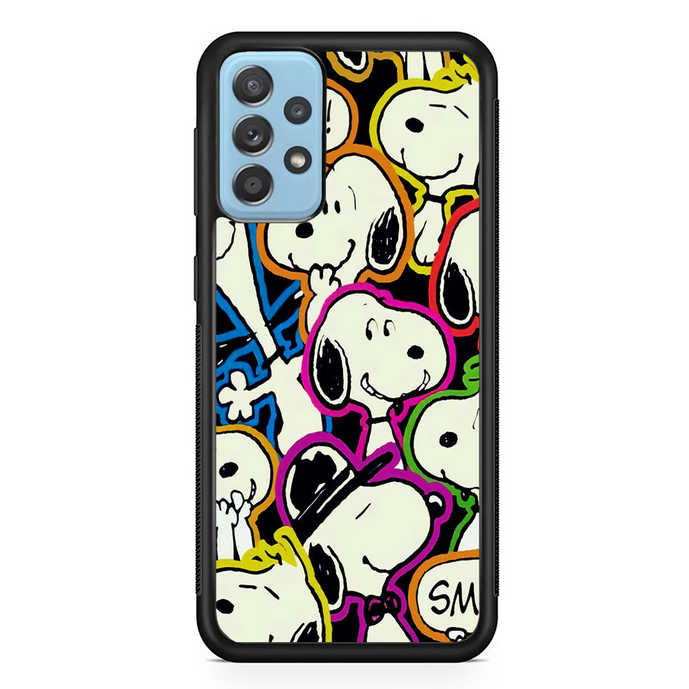 Snoopy Doodle Samsung Galaxy A52 Case-Phone Case-Rubber Black (2D Case)-Altracase