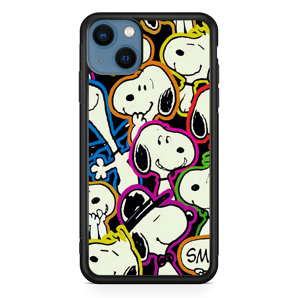 Snoopy Doodle iPhone 13 Mini Case-Phone Case-Rubber Black (2D Case)-Altracase