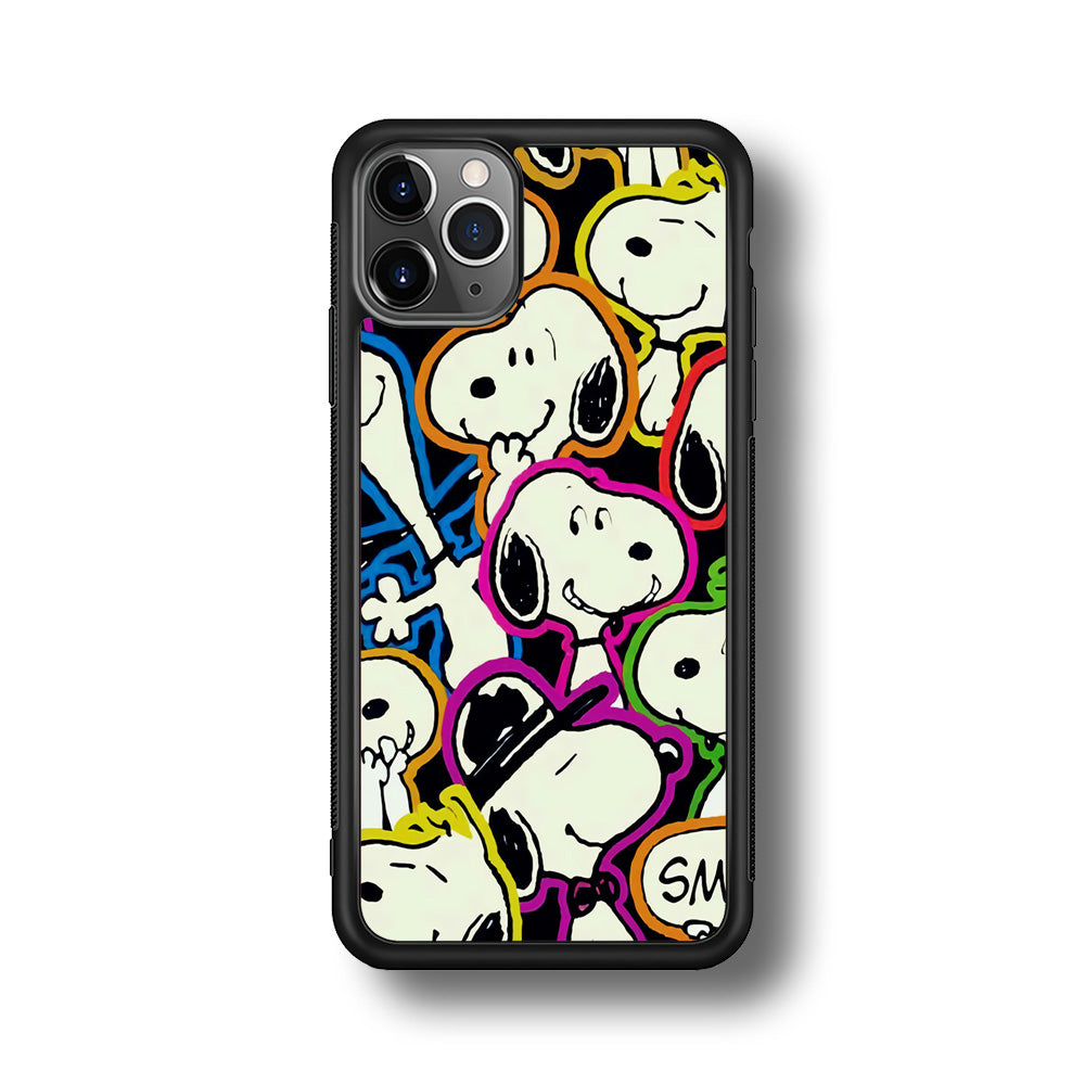Snoopy Doodle iPhone 11 Pro Max Case-Phone Case-Rubber Black (2D Case)-Altracase