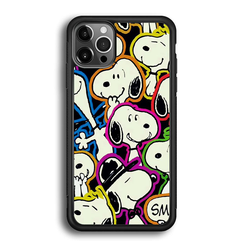 Snoopy Doodle iPhone 12 Pro Max Case-Phone Case-Rubber Black (2D Case)-Altracase