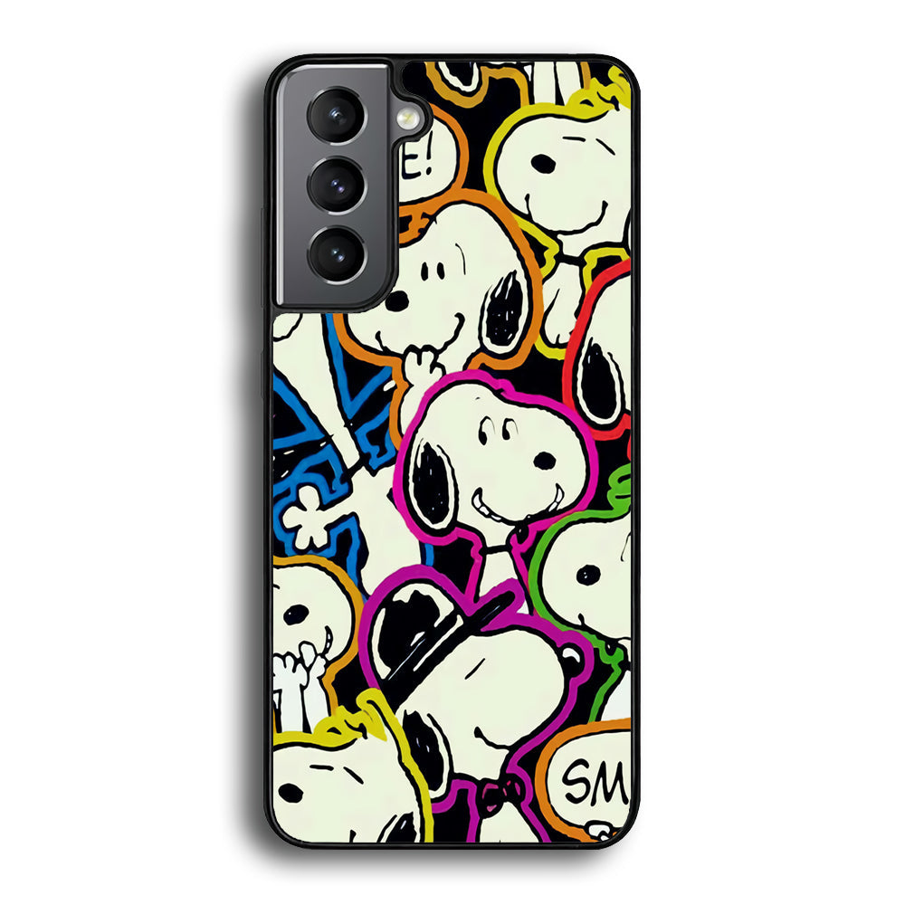 Snoopy Doodle Samsung Galaxy S24 Case-Phone Case-Rubber Black (2D Case)-Altracase