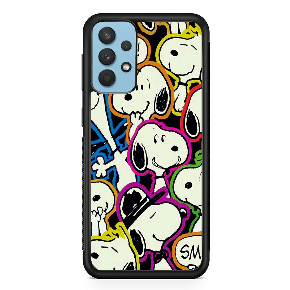 Snoopy Doodle Samsung Galaxy A32 Case-Phone Case-Rubber Black (2D Case)-Altracase
