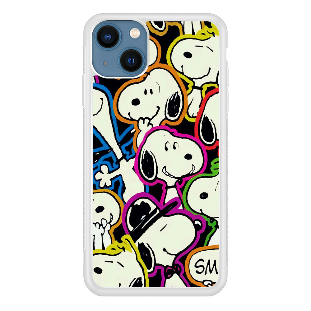 Snoopy Doodle iPhone 13 Mini Case-Phone Case-Rubber White (2D Case)-Altracase