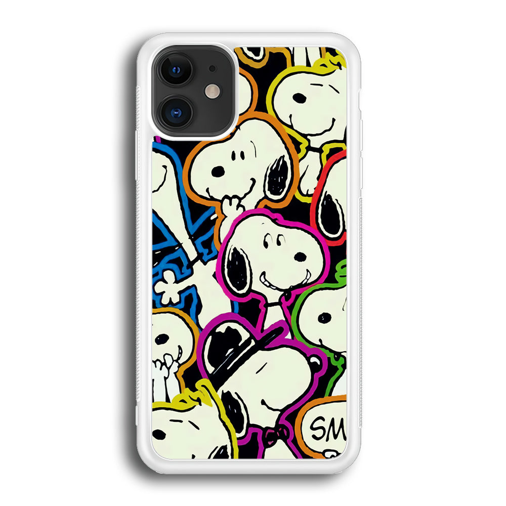 Snoopy Doodle iPhone 12 Mini Case-Phone Case-Rubber White (2D Case)-Altracase