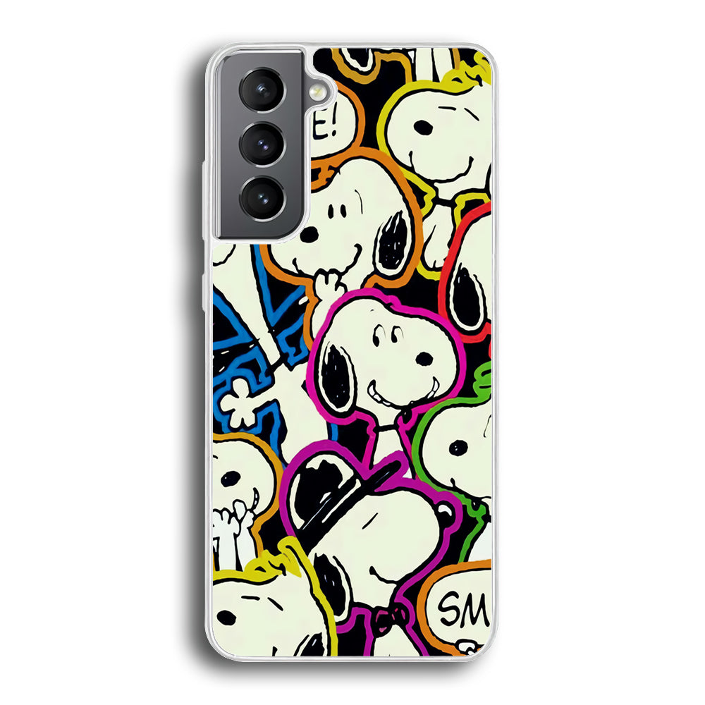 Snoopy Doodle Samsung Galaxy S23 Case-Phone Case-Rubber White (2D Case)-Altracase