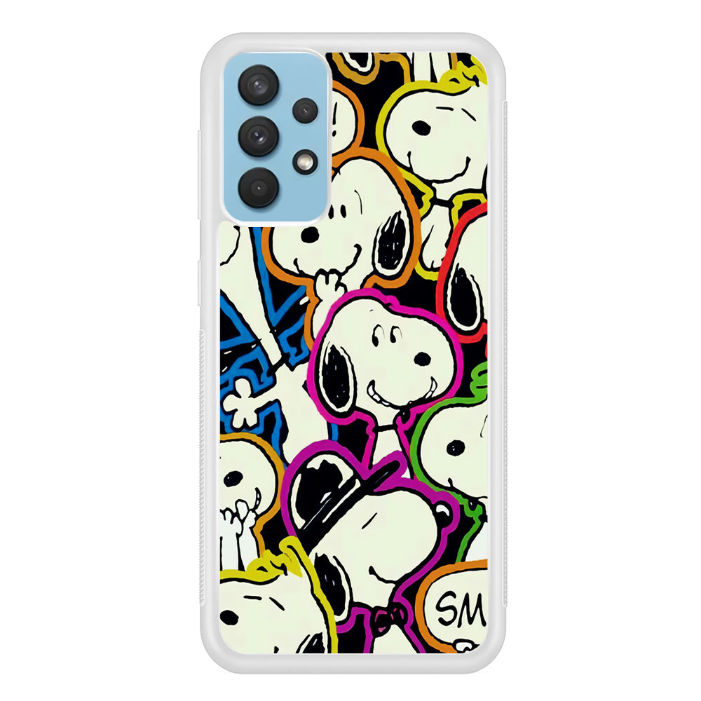 Snoopy Doodle Samsung Galaxy A32 Case-Phone Case-Rubber White (2D Case)-Altracase