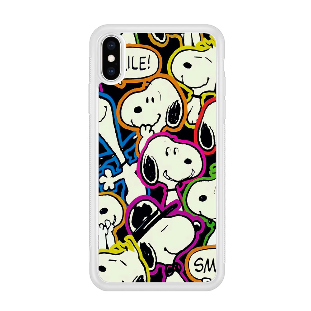 Snoopy Doodle iPhone Xs Case-Phone Case-Rubber White (2D Case)-Altracase