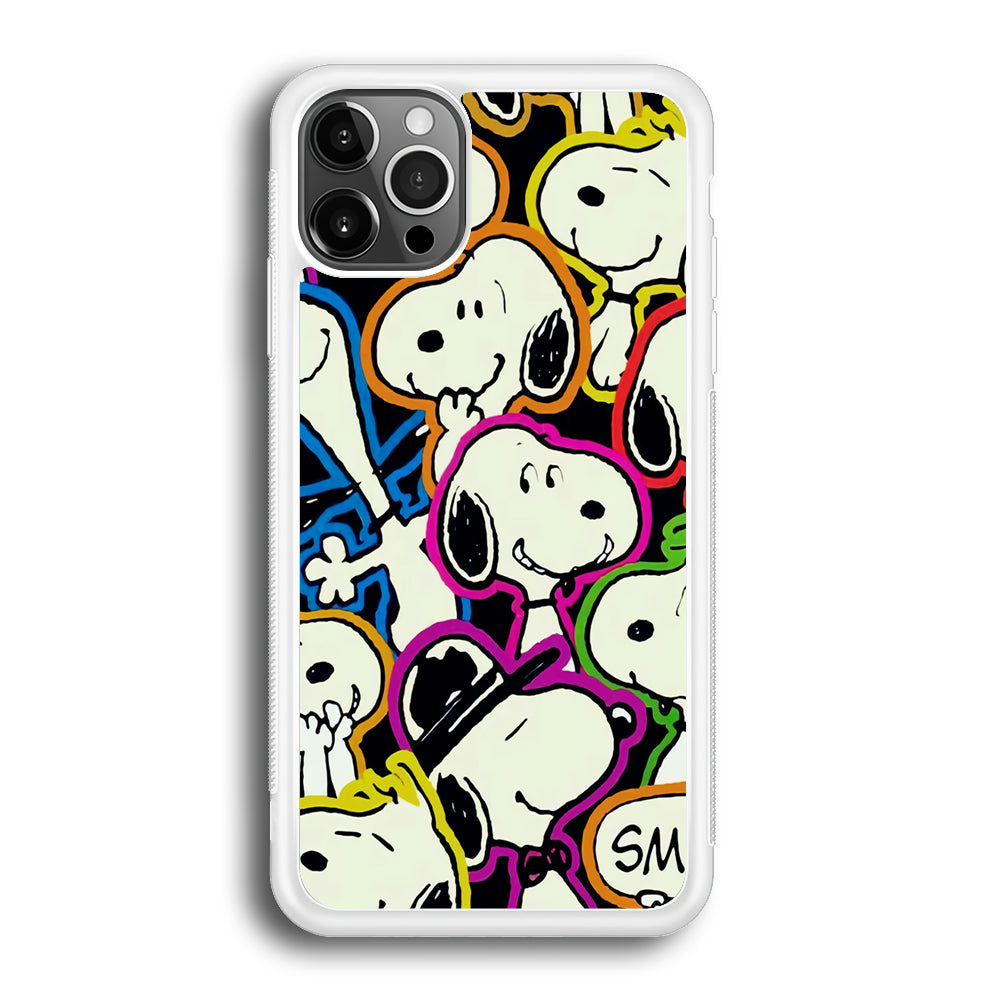 Snoopy Doodle iPhone 12 Pro Max Case-Phone Case-Rubber White (2D Case)-Altracase