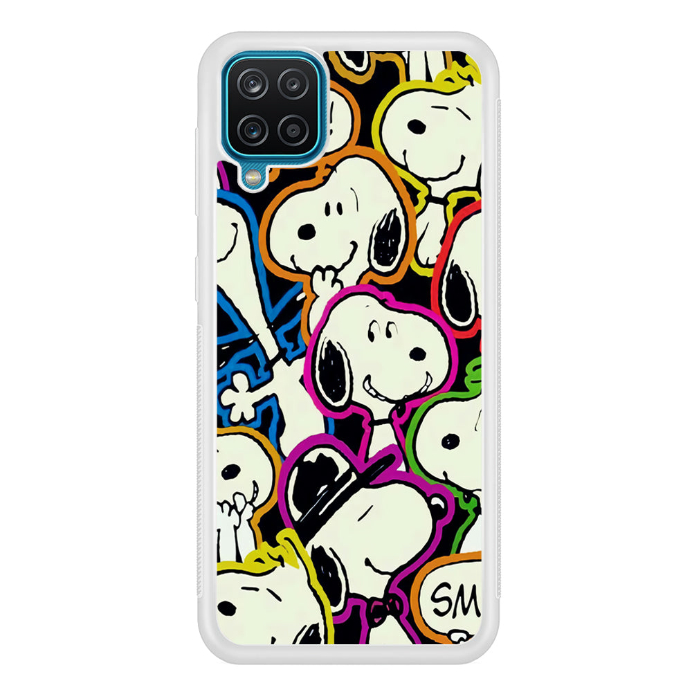 Snoopy Doodle Samsung Galaxy A12 Case-Phone Case-Rubber White (2D Case)-Altracase