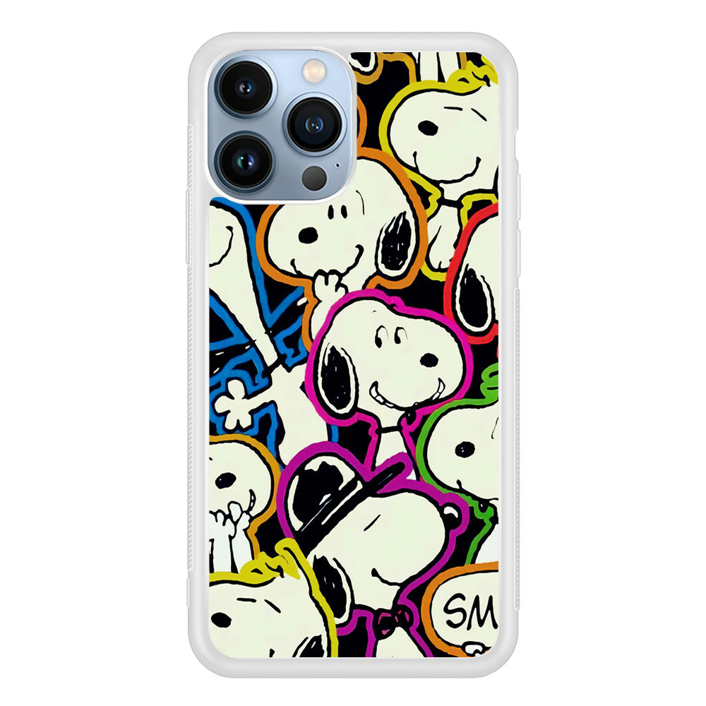Snoopy Doodle iPhone 15 Pro Case-Phone Case-Rubber White (2D Case)-Altracase