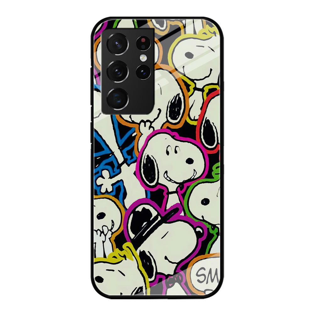 Snoopy Doodle Samsung Galaxy S22 Ultra Case-Phone Case-Tempered Glass Case-Altracase