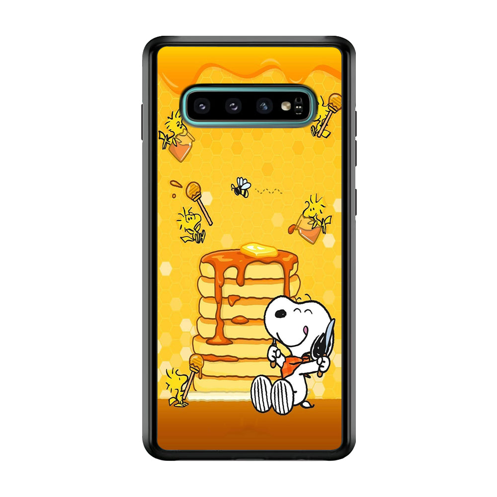 Snoopy Eats Honey Samsung Galaxy S10 Case-Phone Case-Rubber Black (2D Case)-Altracase