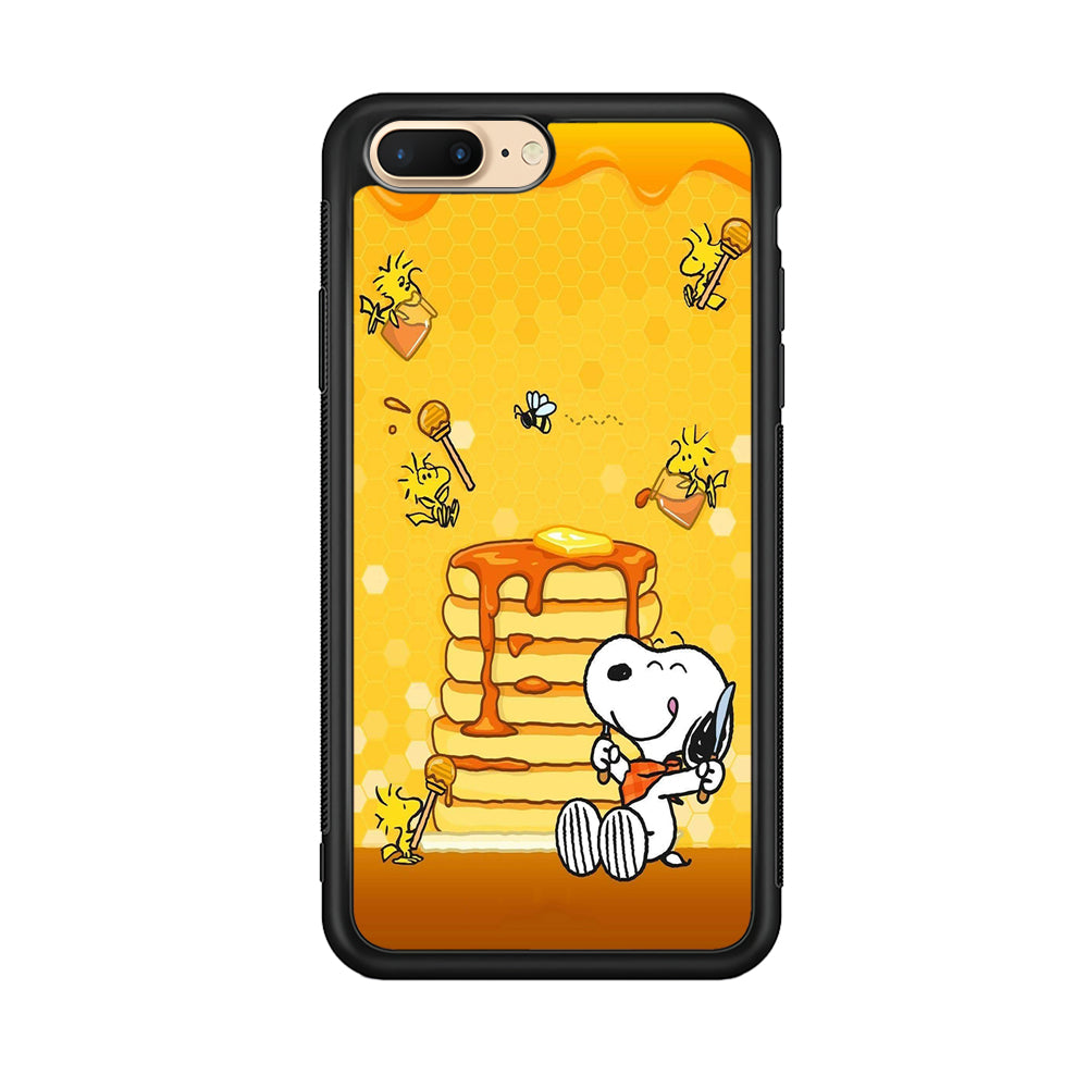 Snoopy Eats Honey iPhone 8 Plus Case-Phone Case-Rubber Black (2D Case)-Altracase