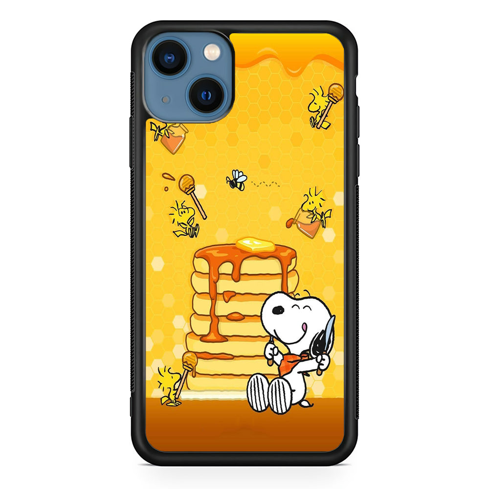 Snoopy Eats Honey iPhone 13 Mini Case-Phone Case-Rubber Black (2D Case)-Altracase