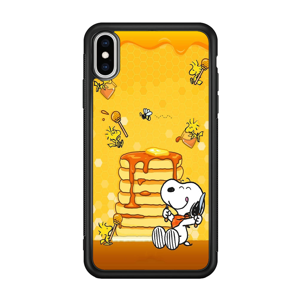 Snoopy Eats Honey iPhone Xs Case-Phone Case-Rubber Black (2D Case)-Altracase