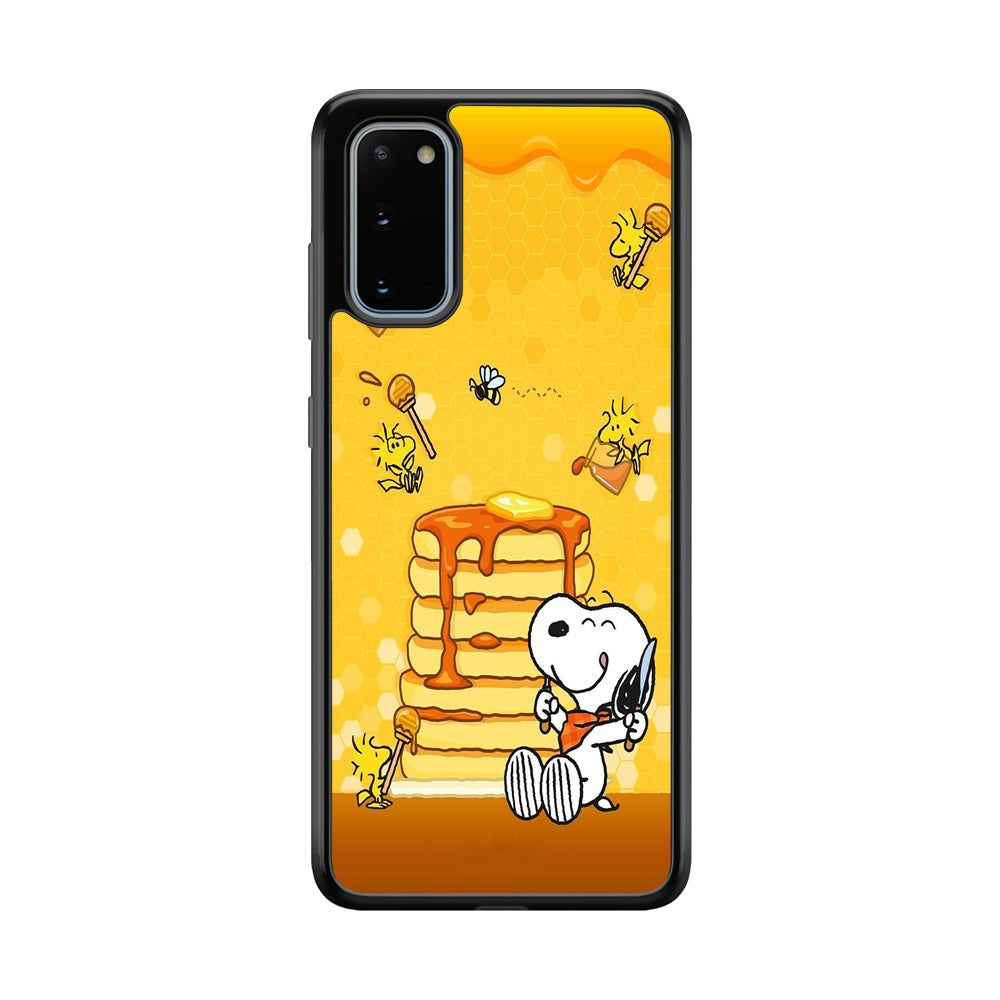 Snoopy Eats Honey Samsung Galaxy S20 Case-Phone Case-Rubber Black (2D Case)-Altracase